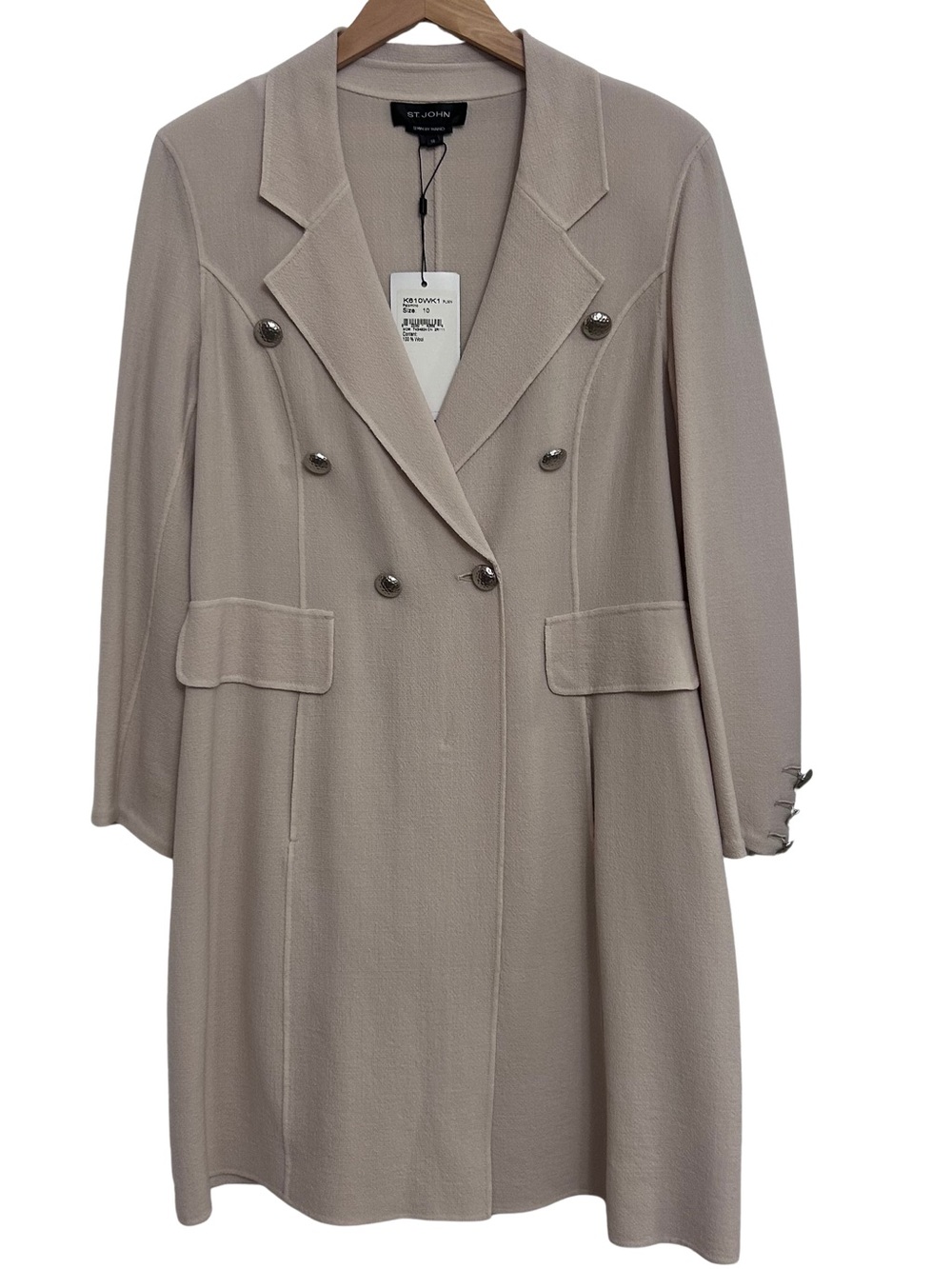 🏵️MAKE OFFEER NWT St. John Taupe Double Breasted Blazer Lt Weight Wool Jacket 10